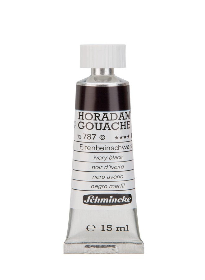 Schmincke - HORADAM® Gouache, ivory black, 787, 15 ml, finest gouache color, highest concentration of pigments, luminosity and depth of color - Image 1