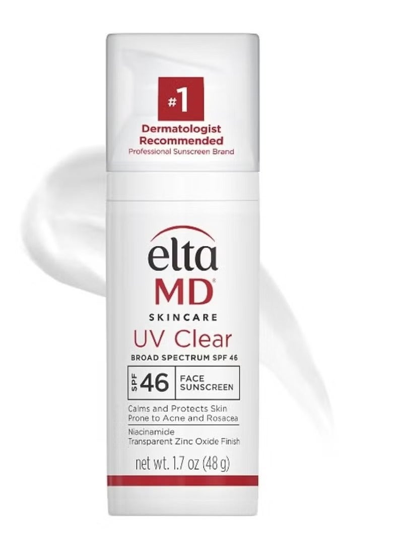 EltaMD UV Clear Facial Sunscreen SPF 46 - For Skin Types Prone To Acne, Rosacea & Hyperpigmentation 48g/1.7oz Cream - Image 1