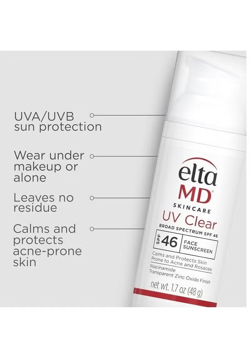 EltaMD UV Clear Facial Sunscreen SPF 46 - For Skin Types Prone To Acne, Rosacea & Hyperpigmentation 48g/1.7oz Cream - Image 2