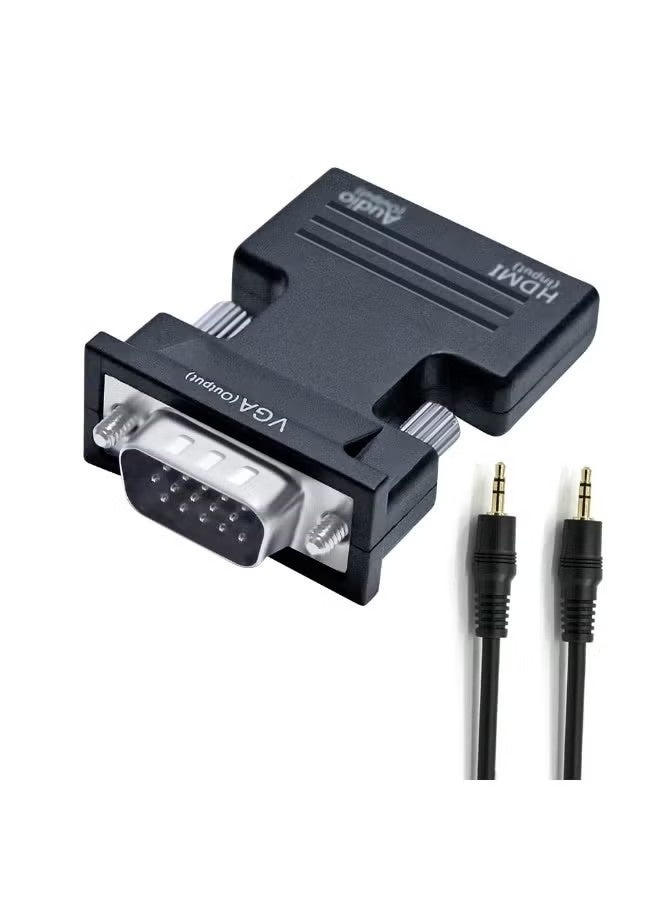 محول HDMI إلى VGA اتجاهي مع منفذ صوت 3.5 ملم (إخراج مصدر HDMI من اللابتوب إلى تلفاز VGA) لشاشة كمبيوتر قديمة أو بروجيكتور PC بدقة فيديو 1080P (HDMI أنثى مدخل، VGA ذكر مخرج) - Image 1