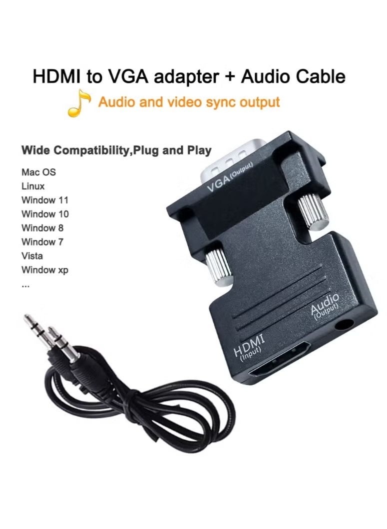 محول HDMI إلى VGA اتجاهي مع منفذ صوت 3.5 ملم (إخراج مصدر HDMI من اللابتوب إلى تلفاز VGA) لشاشة كمبيوتر قديمة أو بروجيكتور PC بدقة فيديو 1080P (HDMI أنثى مدخل، VGA ذكر مخرج) - Image 4