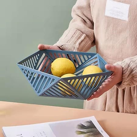 GOVINDGOPAL Fruit Storage Bowl Pentagonal Shape for Dining Table,Home&Kitchen Pentagon Plastic Baskets Table use Home and Kitchen Basket in Vegetable Mesh Holder Covered (Pack of 3)(Multi-Colored) - Image 2