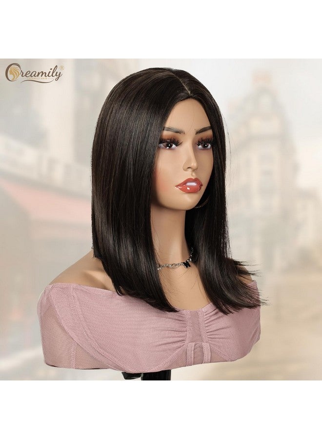 Creamily Bob Hair Wig for women Full head Natural, Short Natural Looking Shoulder Length Hair Wig Korean style, Dark Brown Hair Wig for women Full head (Brown, 14 Inch) - Image 4