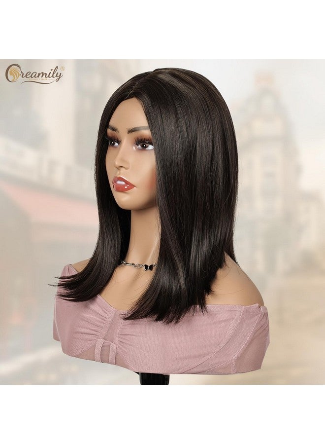 Creamily Bob Hair Wig for women Full head Natural, Short Natural Looking Shoulder Length Hair Wig Korean style, Dark Brown Hair Wig for women Full head (Brown, 14 Inch) - Image 3