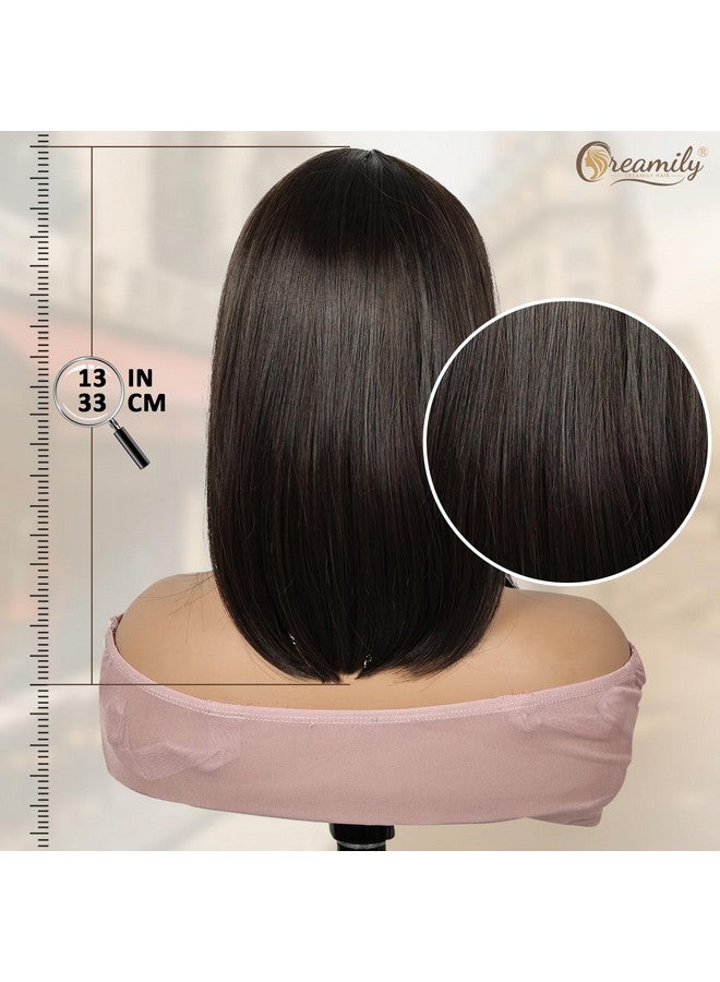 Creamily Bob Hair Wig for women Full head Natural, Short Natural Looking Shoulder Length Hair Wig Korean style, Dark Brown Hair Wig for women Full head (Brown, 14 Inch) - Image 5