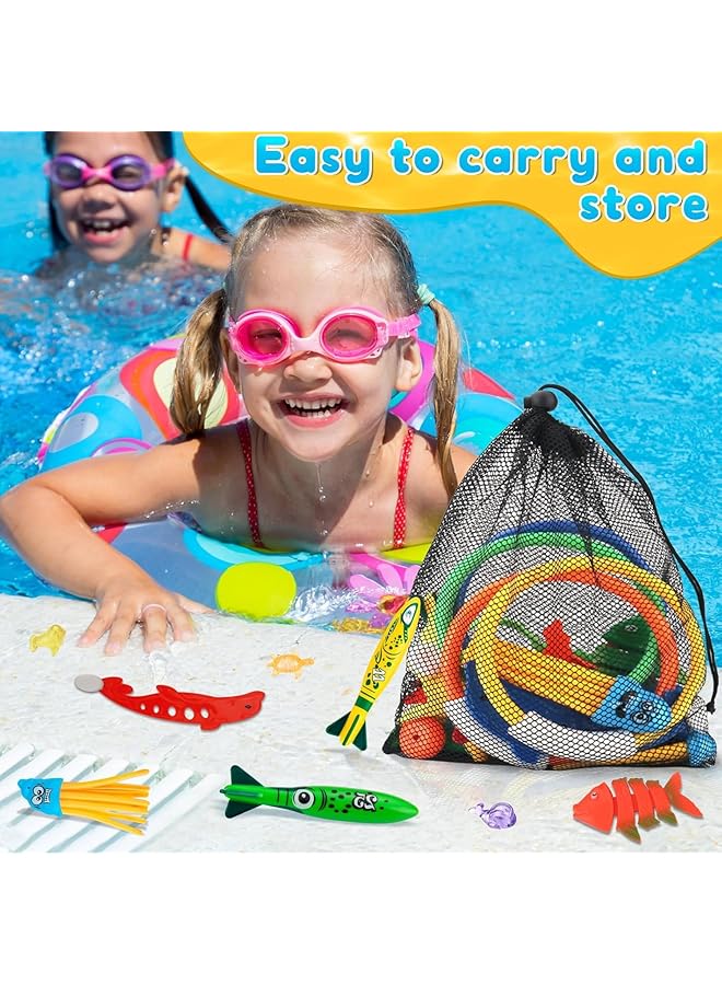KASTWAVE Pool Diving Swimming Toys For Kids 34Pcs Underwater Dive Gifts With Storage Bag Fun Swim Games Sinking Set Training Diving Swim Toys For Boys Girls Toddlers - Image 3