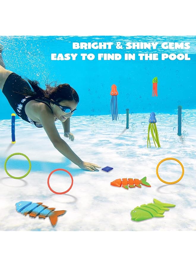 KASTWAVE Pool Diving Swimming Toys For Kids 34Pcs Underwater Dive Gifts With Storage Bag Fun Swim Games Sinking Set Training Diving Swim Toys For Boys Girls Toddlers - Image 2