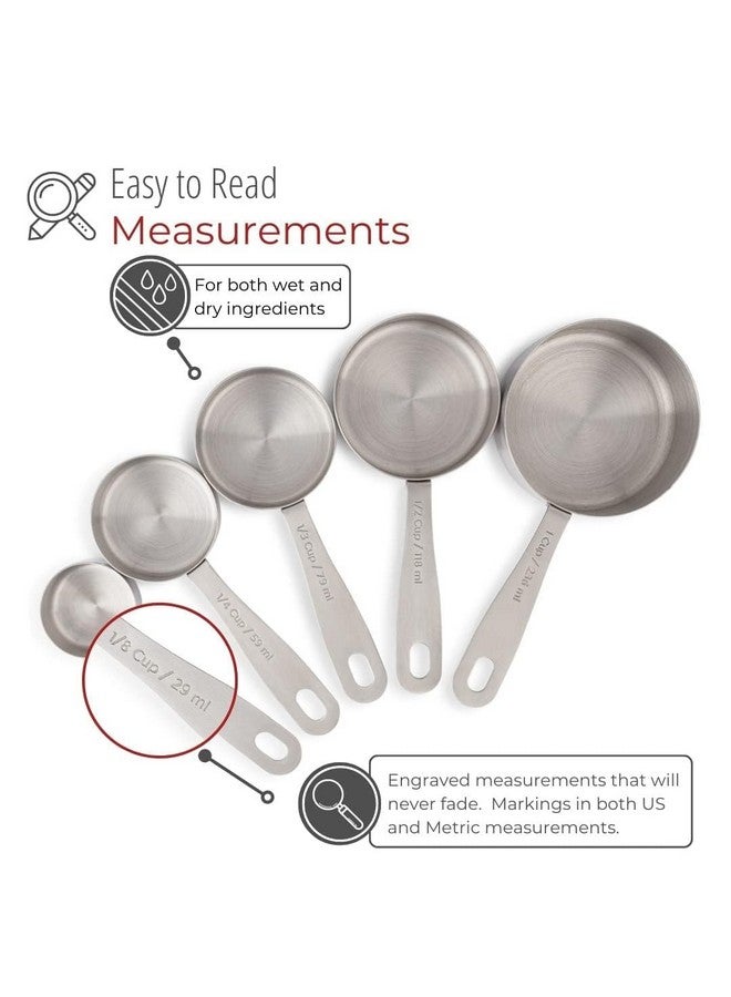 INKULTURE Heavy Duty Stainless Steel Metal Measuring Spoons for Dry or Liquid, Fits in Spice Jar, Set of 5 - Image 2