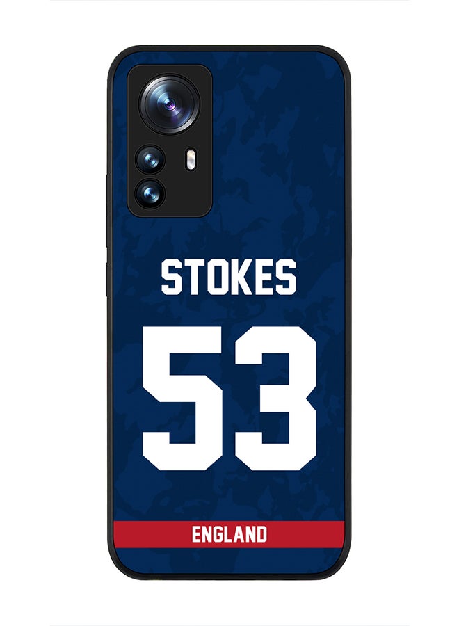 Stylizedd Rugged Black Edge Case for Xiaomi 12 Pro, Slim fit Soft Case Flexible Rubber Edges Thin Cover - Player Name - Ben Stokes, Jersey Number- 55 - Image 1