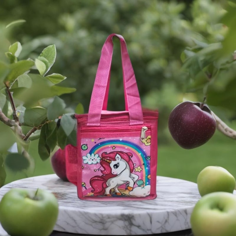 Gamins Gadgets Gamins Gadgets Polyester Waterproof 3D Printed Unicorn School Lunch Bag Pink Perfect for Kids Storage at College and School Lunch Bag for Girls - Image 2