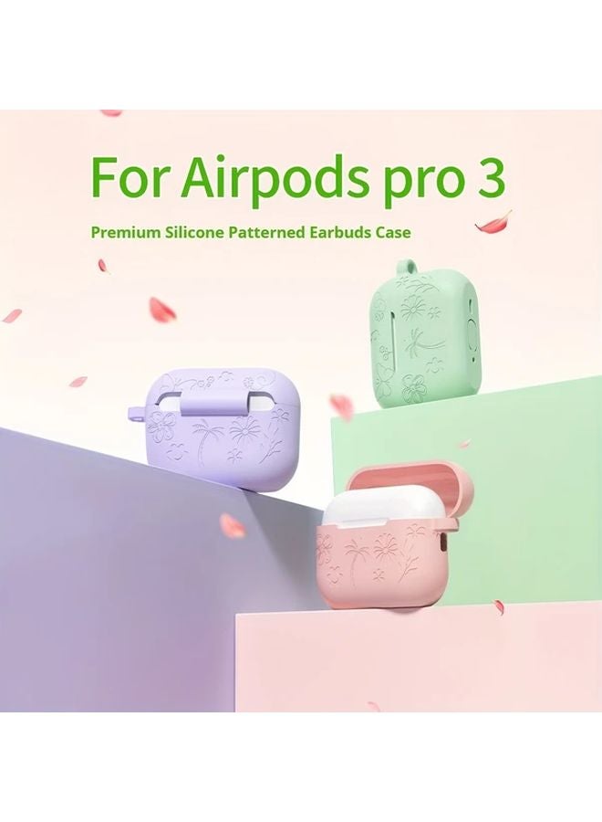 AirPods Pro 3rd Generation Case Black Soft Silicone Cover with Metal Hook Floral Design - Image 2