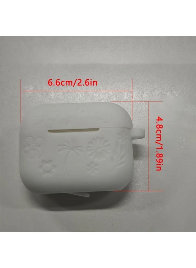 AirPods Pro 3rd Generation Case Black Soft Silicone Cover with Metal Hook Floral Design - Image 3