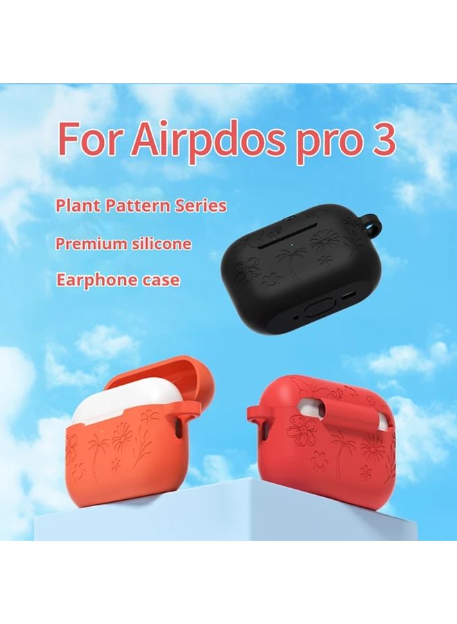 AirPods Pro 3rd Generation Case Black Soft Silicone Cover with Metal Hook Floral Design - Image 4