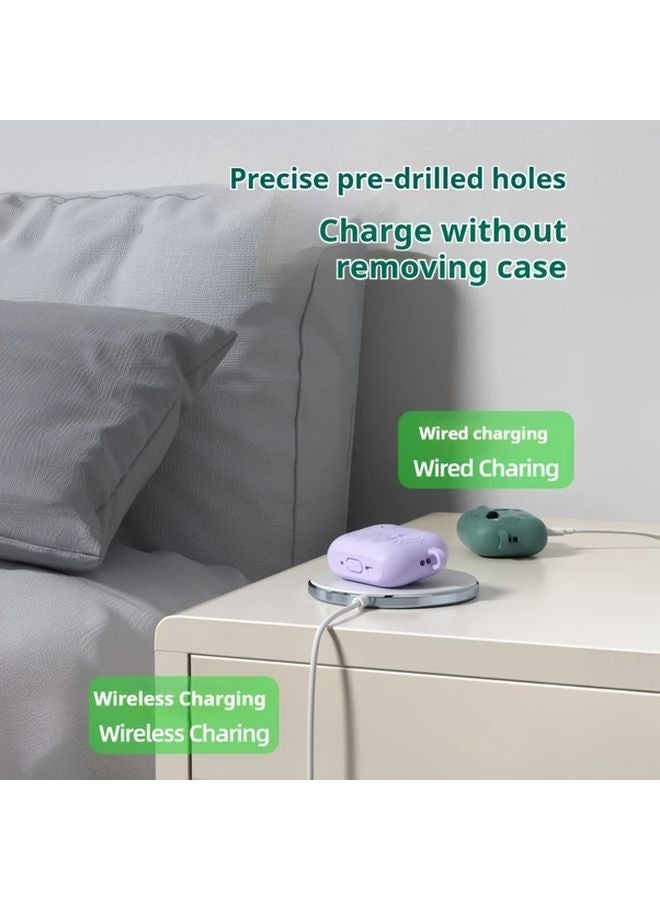 AirPods Pro 3rd Generation Case Black Soft Silicone Cover with Metal Hook Floral Design - Image 5