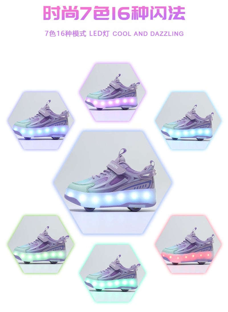 NIBEMINENT Kids Roller Skates Shoes 4 Wheels Roller Shoes Boys Girls Wheel Shoes Roller Sneakers Shoes for Beginner More Balanced  - Image 3