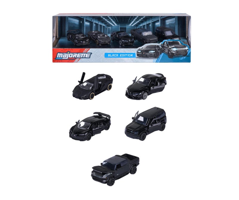 Majorette Black Edition Die-Cast Toy Car Gift Set Pack of 5 – Premium Mini Vehicle Collection for Kids & Collectors - Image 1
