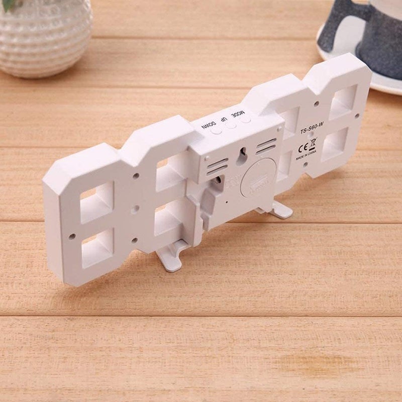 Dangfly Acrylic Digital LED Display Number Clock Table Wall Hanging Alarm Clock White Works On Electricity - Image 2