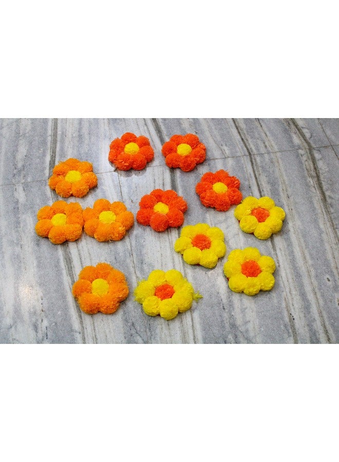 JH Gallery Artificial Marigold Flowers Handmade Rangoli Set Decoration Home Decor - Home and Pooja Room Decorative, Floor Mats, Diwali Festive Indoor Outdoor Décor, House Warming Floor Decor - Image 4