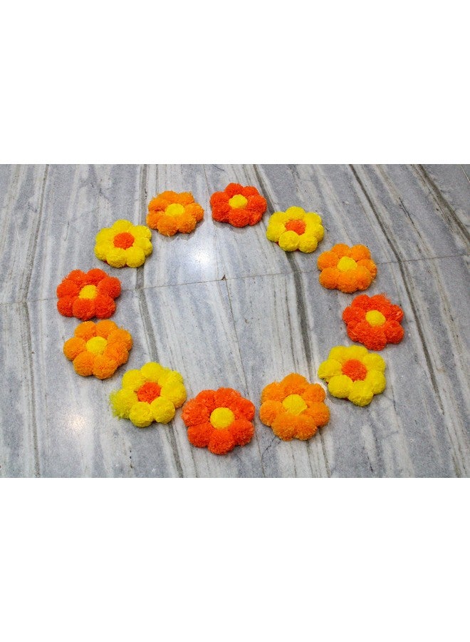 JH Gallery Artificial Marigold Flowers Handmade Rangoli Set Decoration Home Decor - Home and Pooja Room Decorative, Floor Mats, Diwali Festive Indoor Outdoor Décor, House Warming Floor Decor - Image 3