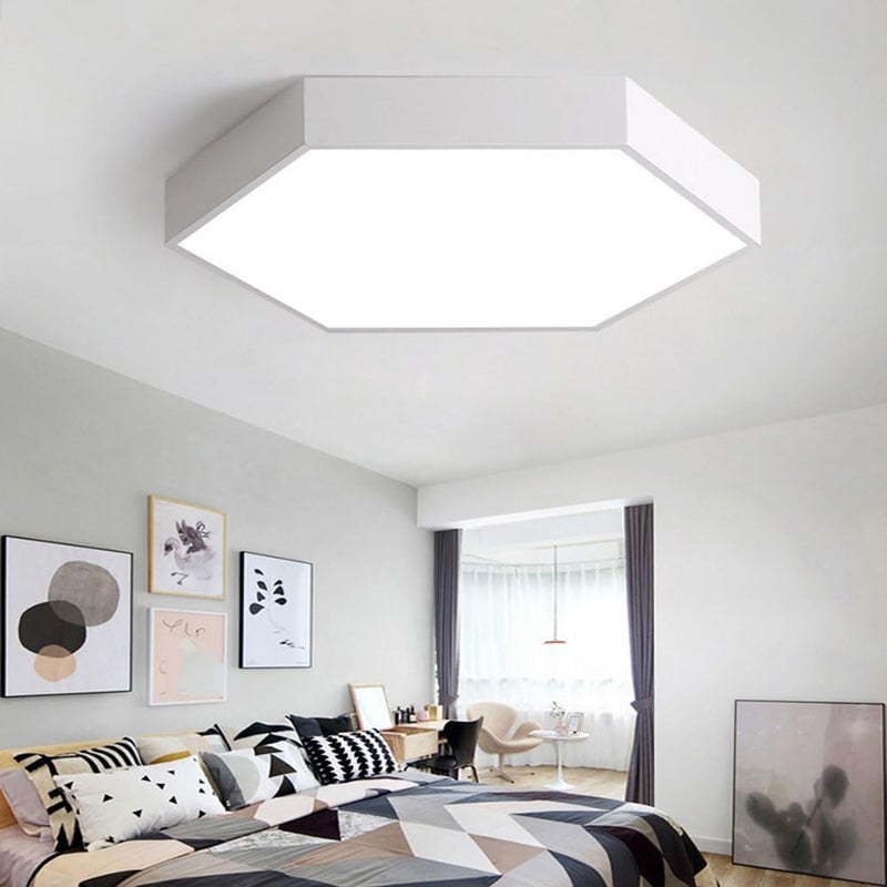 Nordic Minimalist LED Hexagonal Ceiling Light - Cold White Fixture for Bedroom, Kitchen, and Bathroom(White,60cm) - Image 3