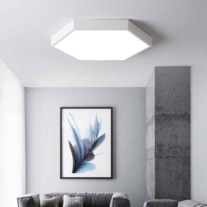 Nordic Minimalist LED Hexagonal Ceiling Light - Cold White Fixture for Bedroom, Kitchen, and Bathroom(White,60cm) - Image 2