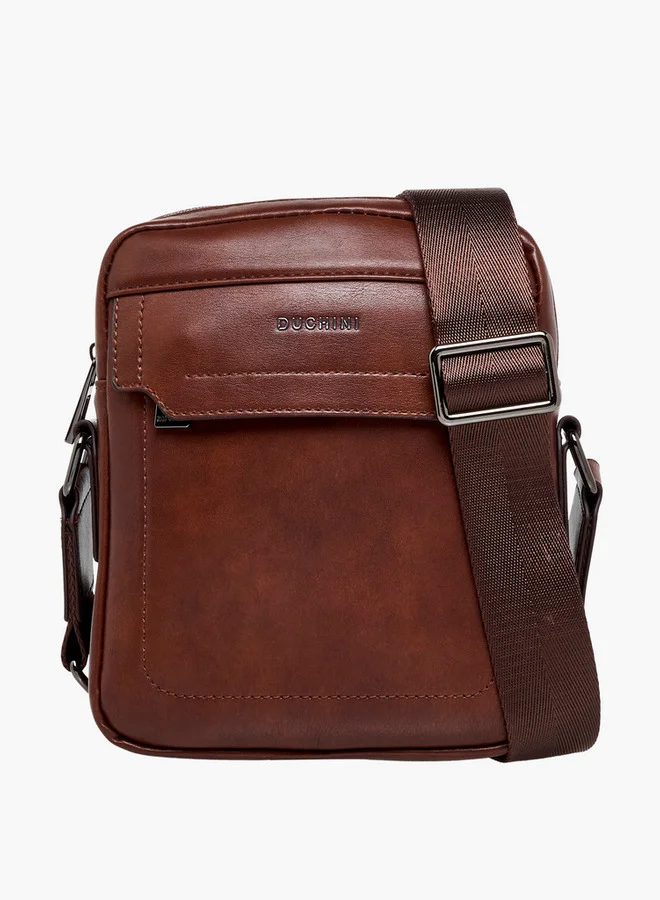 دوتشيني Solid Crossbody Bag with Adjustable Strap and Zip Closure