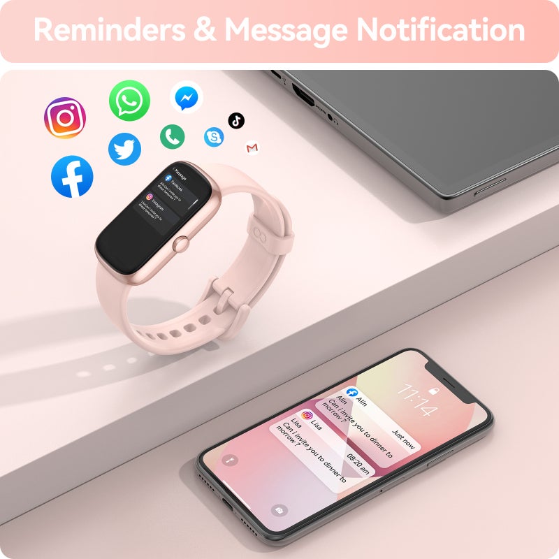 Smart Watch: 1.47-Inch HD Color Touch Screen, IP68 Waterproof, Long Battery Life - Heart Rate Blood Oxygen Sleep Monitor Sports Watch for Men and Women - Image 2