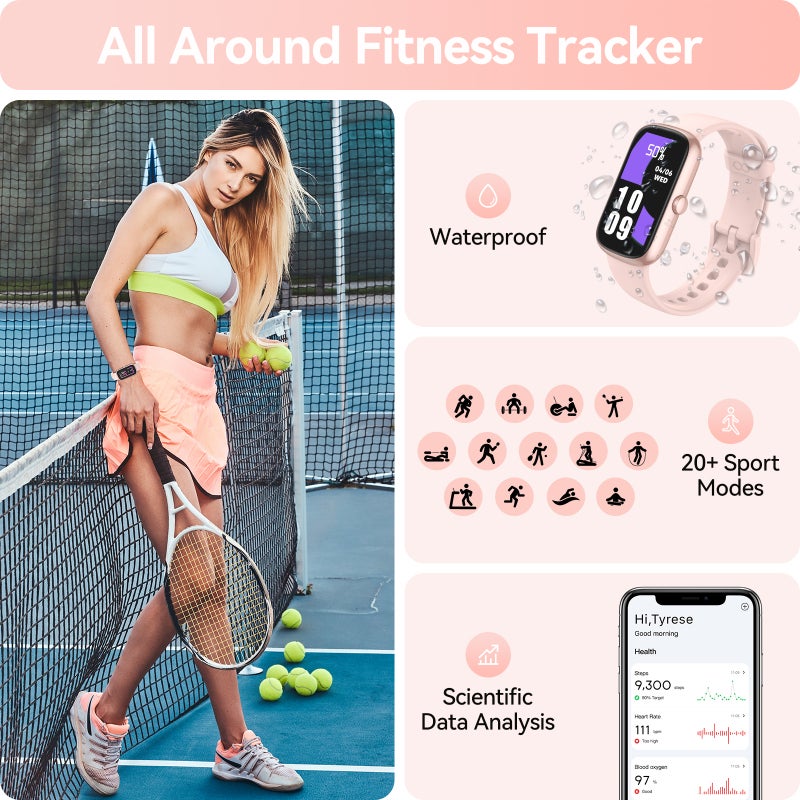 Smart Watch: 1.47-Inch HD Color Touch Screen, IP68 Waterproof, Long Battery Life - Heart Rate Blood Oxygen Sleep Monitor Sports Watch for Men and Women - Image 4