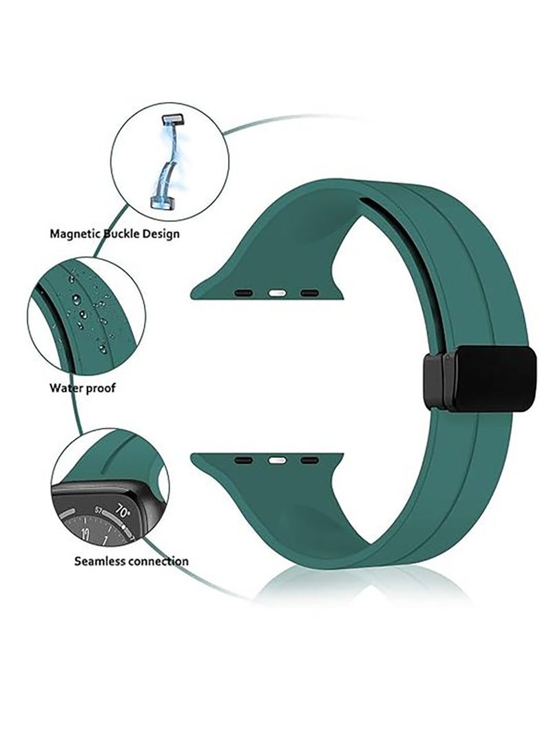 Apple Watch Band 49mm 45mm 44mm 42mm Watch Strap Band Waterproof Band With Buckle - Green - Image 2
