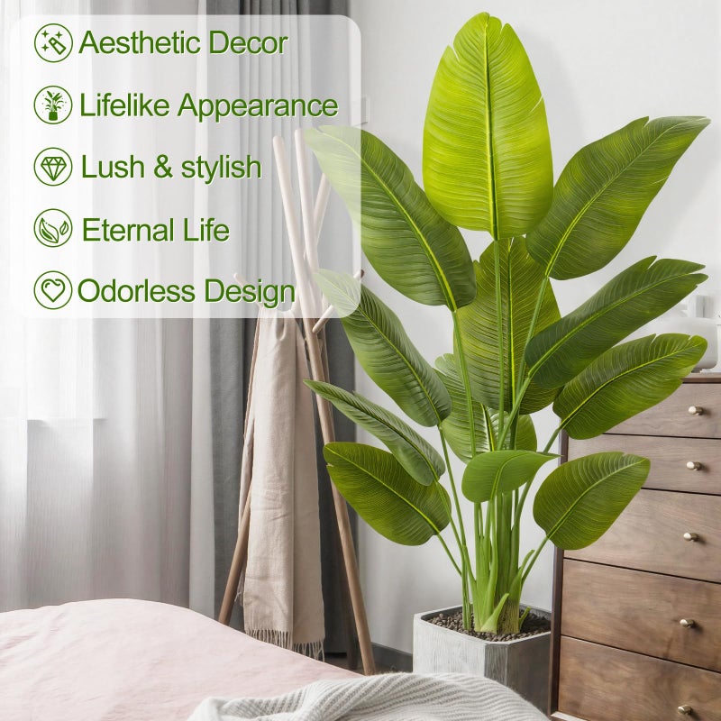 Keeplush Lifelike Bird of Paradise Artificial Plant,5ft Faux Banana Leaf Tree with 12 Trunks - Perfect Indoor Silk Floor Plant for Home Decor in Living Room, Office, and Bedroom 1Pack - Image 3