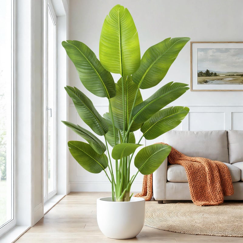 Keeplush Lifelike Bird of Paradise Artificial Plant,5ft Faux Banana Leaf Tree with 12 Trunks - Perfect Indoor Silk Floor Plant for Home Decor in Living Room, Office, and Bedroom 1Pack - Image 1