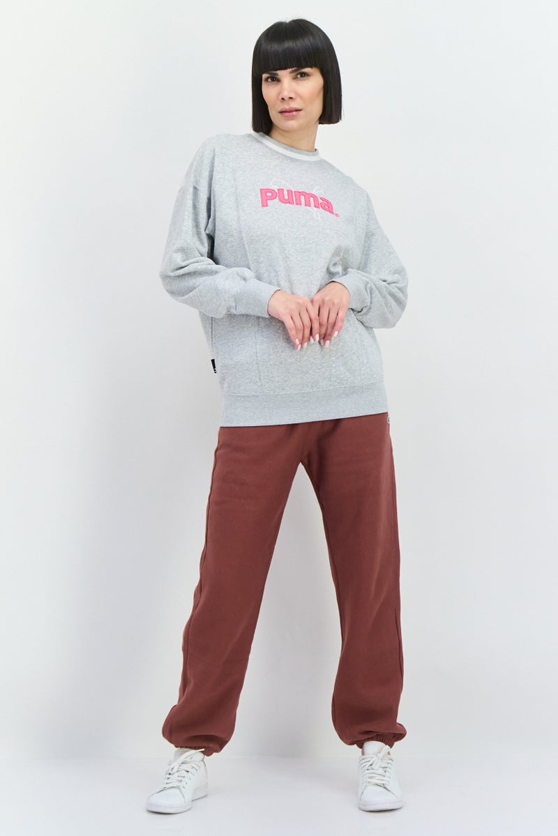 PUMA Women Regular Fit Embroidered Logo Outdoor Sweatshirts, Heather Grey - Image 4
