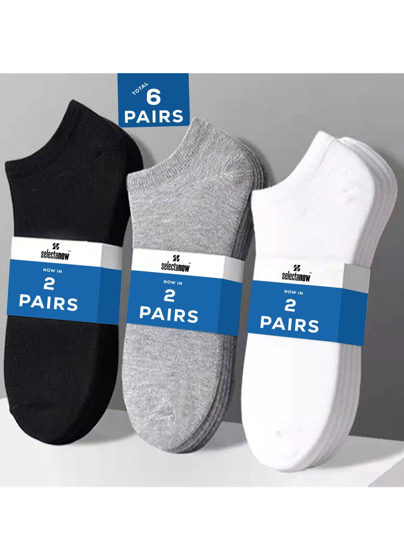 Selecta Now Men's Cotton Pack of 6 Ankle Socks Low Cut Breathable No Show Trainer Socks for Gym Office & Casual Wear Comfortable Soft Socks - Image 3