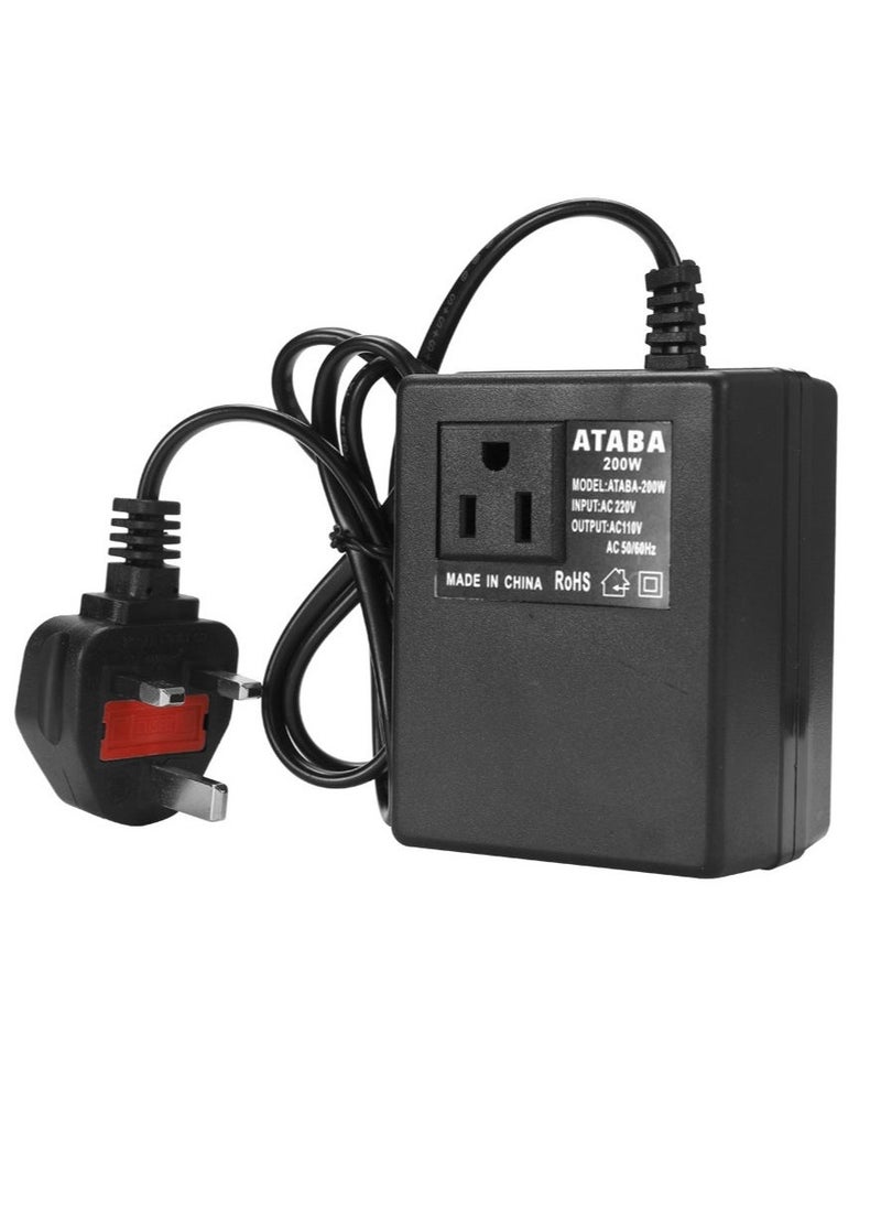 Atababa Intelligent Efficient Household 200W AC 220V To 110V Step Down Transformer Voltage Converter Travel Power Adapter  - Image 1