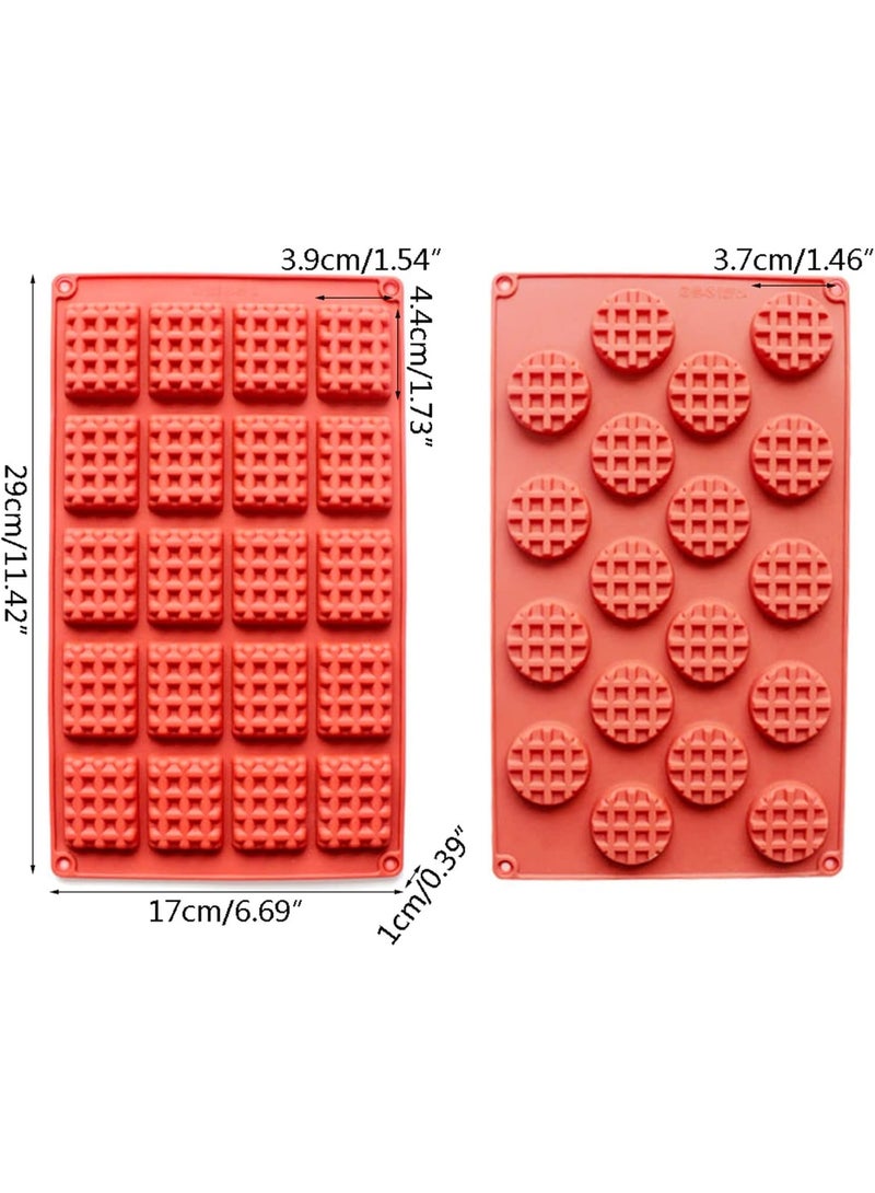 Silicone Waffle Mold Set, 2PCS/Set 20 Cavity Mini Silicone Waffle Mold Waffle Making Mold, Non-stick Cake Cookie Chocolate Making Mold for Baking - Image 2