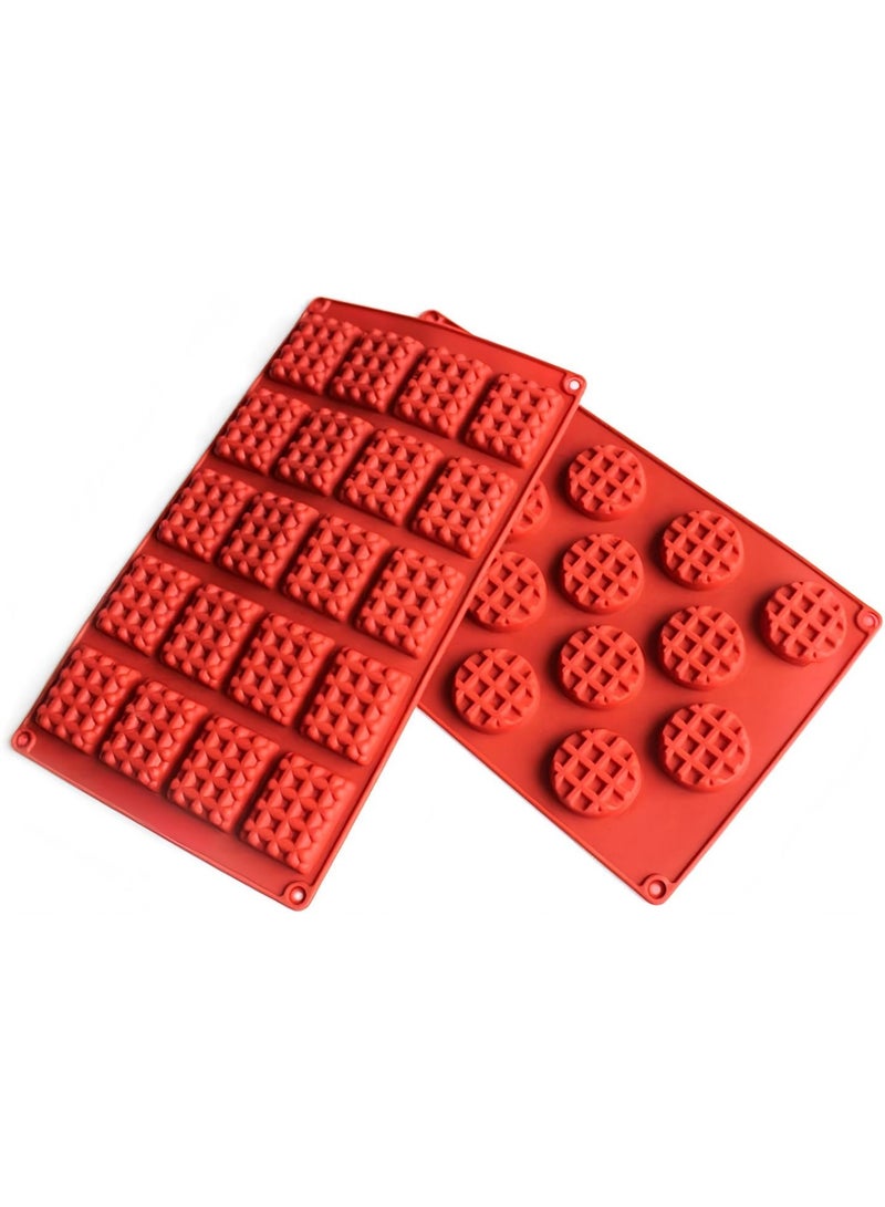 Silicone Waffle Mold Set, 2PCS/Set 20 Cavity Mini Silicone Waffle Mold Waffle Making Mold, Non-stick Cake Cookie Chocolate Making Mold for Baking - Image 3