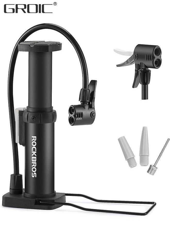 GROIC Bike Floor Pump,Portable Bicycle Foot Pump,Mini Air Pump with Presta and Schrader Valve,Hand Foot Activated Tire Inflator for Mountain&Road Bike Balls，Bicycle Tools  - Image 1