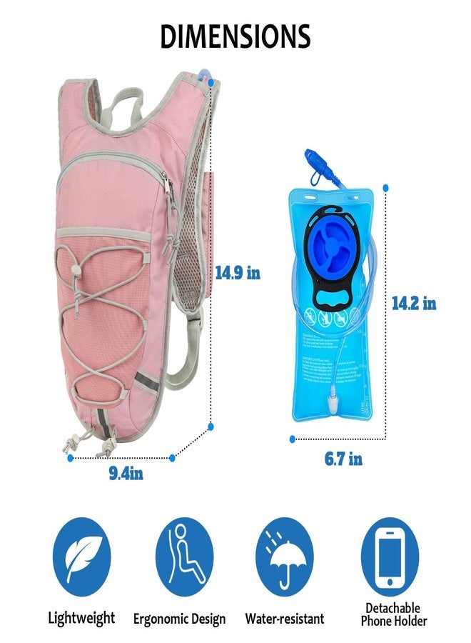 DEVONWIDE Lightweight Hydration Backpack 2L Water Bladder Pack - Pink | Water Backpack for Women Running, Cycling, Hiking | Lightweight, Anti-Theft, Reflective Design - Image 2