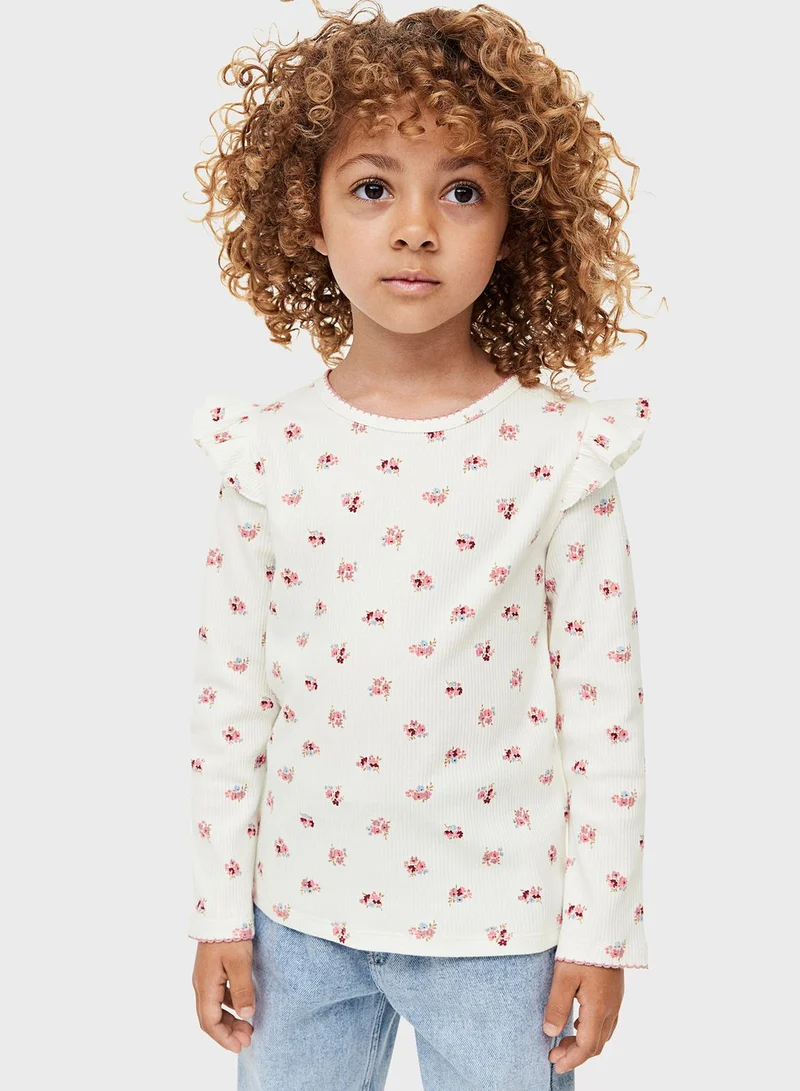 H&M Kids Frill Trimmed Ribbed Top