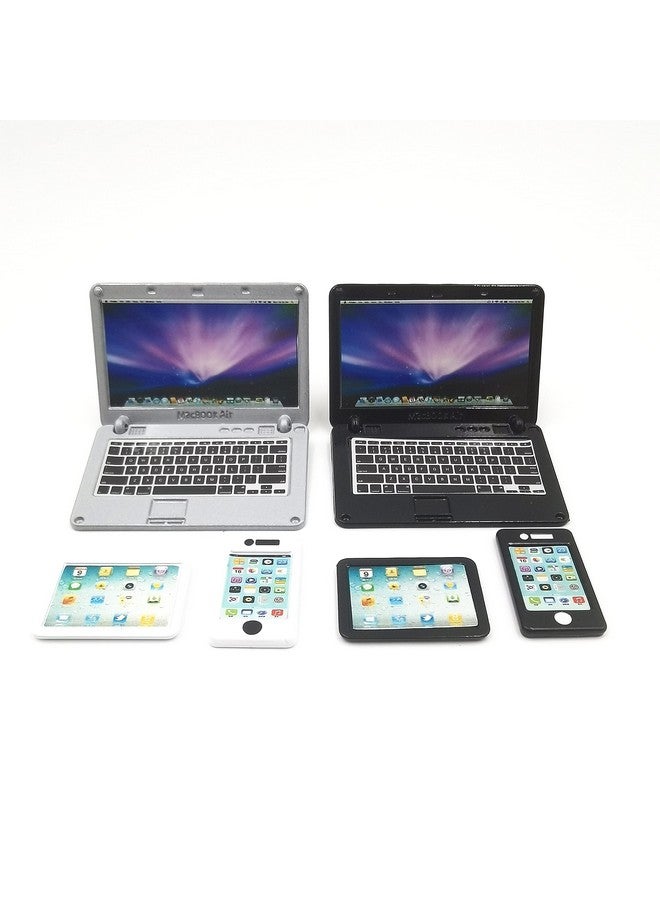 SXFSE Dollhouse Decoration Accessories, 6 Pack 1/12 1/6 Dollhouse Miniature Scene Model Mini Laptop Tablet and Smart Phone Scene Model (Multicolored) - Image 1