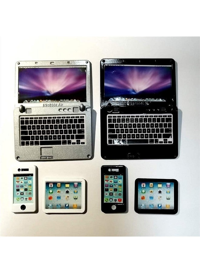 SXFSE Dollhouse Decoration Accessories, 6 Pack 1/12 1/6 Dollhouse Miniature Scene Model Mini Laptop Tablet and Smart Phone Scene Model (Multicolored) - Image 2