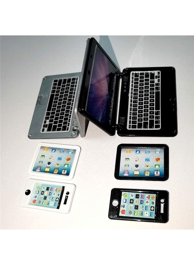 SXFSE Dollhouse Decoration Accessories, 6 Pack 1/12 1/6 Dollhouse Miniature Scene Model Mini Laptop Tablet and Smart Phone Scene Model (Multicolored) - Image 3
