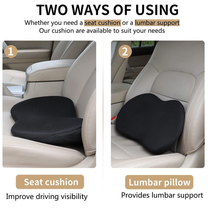 Livtribe Car Seat Cushion - Memory Foam Car Seat Pad - Sciatica & Lower Back Pain Relief - Car Seat Cushions for Driving - Road Trip Essentials for Drivers(Black) - Image 2