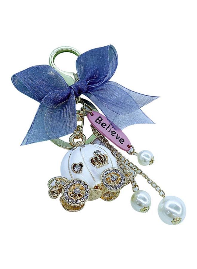 NIBEMINENT Rhinestone Studded Pumpkin Designed Keychain - Image 1