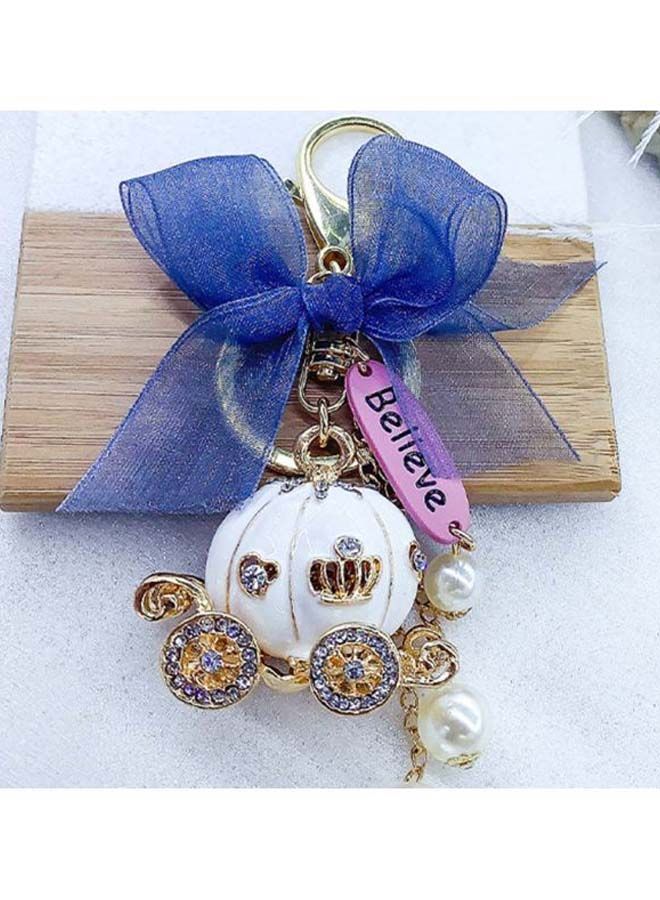 NIBEMINENT Rhinestone Studded Pumpkin Designed Keychain - Image 2