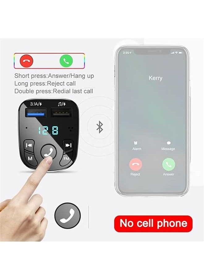 Car Ounted Bluetooth MP3 Player, FM Transmitter, Supports Multiple Audio Modes For Playback, Comes With Dual USB Charging, Stable On Both Sides With Anti Slip Shrapnel