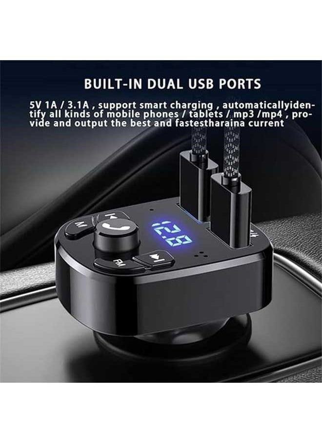Car Ounted Bluetooth MP3 Player, FM Transmitter, Supports Multiple Audio Modes For Playback, Comes With Dual USB Charging, Stable On Both Sides With Anti Slip Shrapnel
