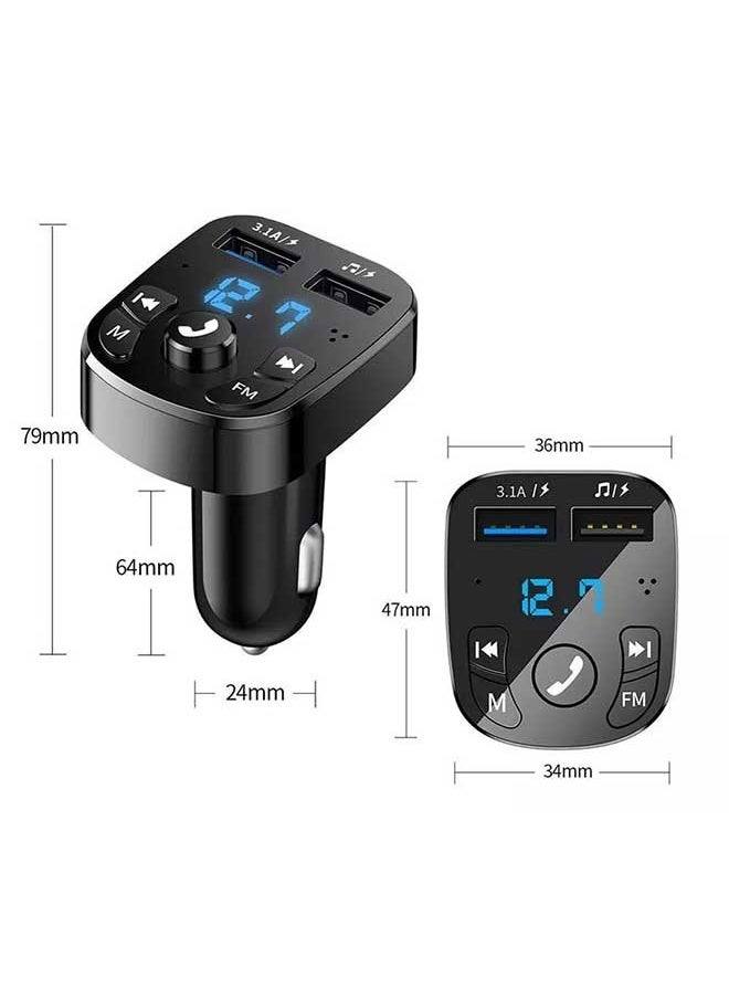 Car Ounted Bluetooth MP3 Player, FM Transmitter, Supports Multiple Audio Modes For Playback, Comes With Dual USB Charging, Stable On Both Sides With Anti Slip Shrapnel