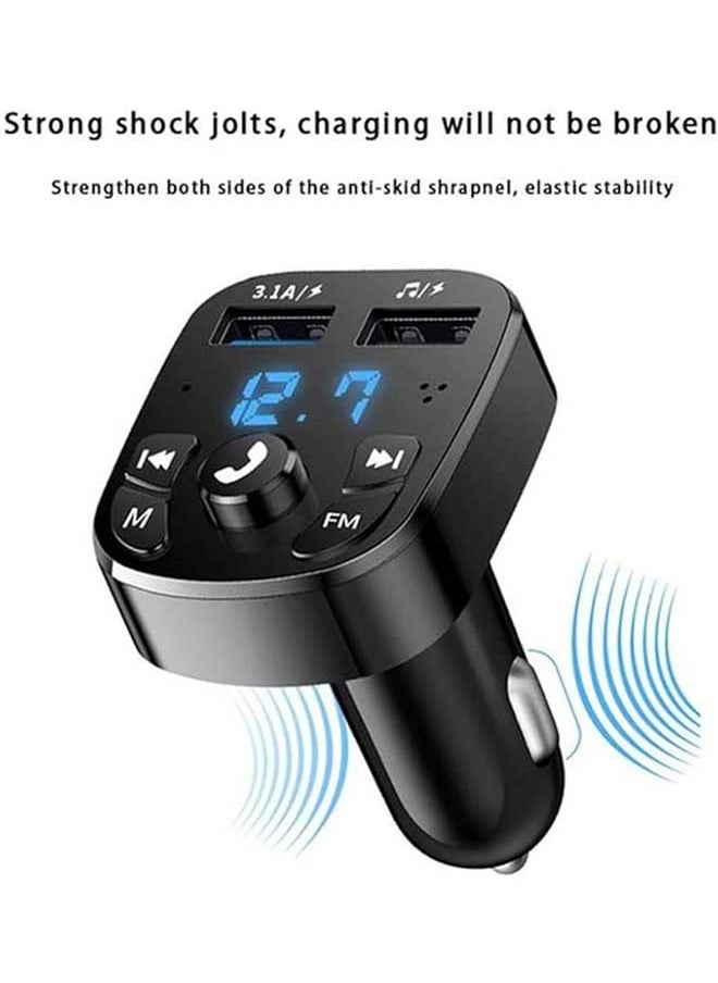 Car Ounted Bluetooth MP3 Player, FM Transmitter, Supports Multiple Audio Modes For Playback, Comes With Dual USB Charging, Stable On Both Sides With Anti Slip Shrapnel