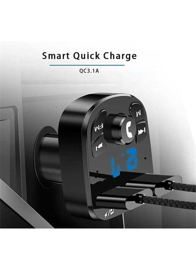 Car Ounted Bluetooth MP3 Player, FM Transmitter, Supports Multiple Audio Modes For Playback, Comes With Dual USB Charging, Stable On Both Sides With Anti Slip Shrapnel